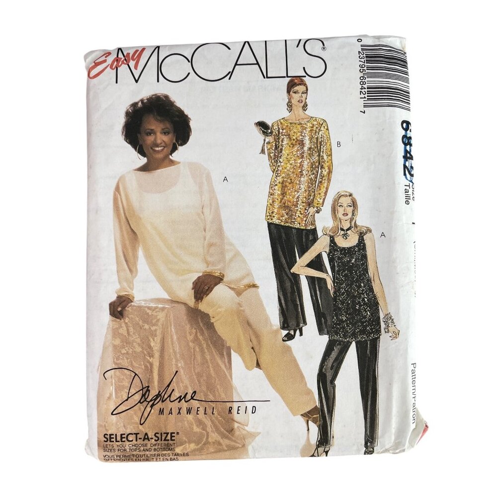 90s McCalls 6842Sewing Pattern Sizes Small-Large Misses Tunic Top & Pants UNCUT